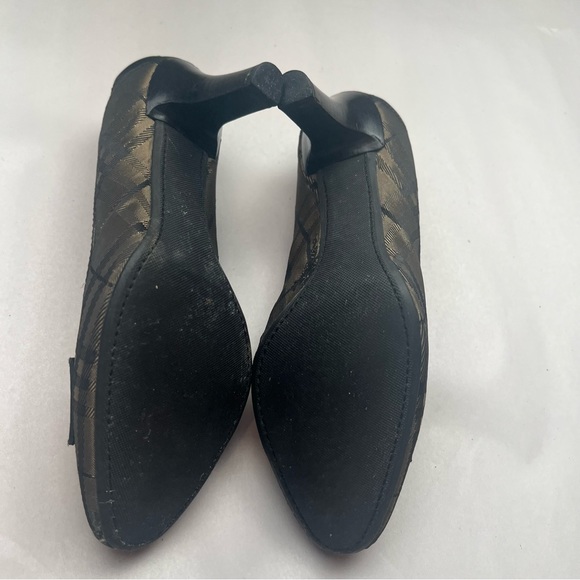 Burberry Smoked Nova Check Pumps Leather Canvas House Check Heels 37.5 7US - Picture 9 of 10